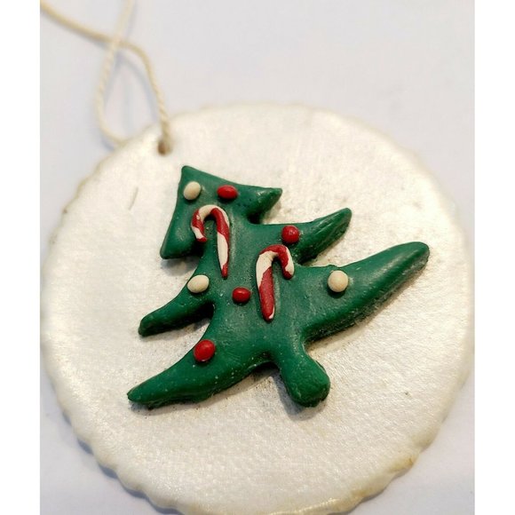 Vintage 80' Ornaments Goose with Blue Ribbon and 2 Clay Round. Set of 3 - Picture 4 of 7